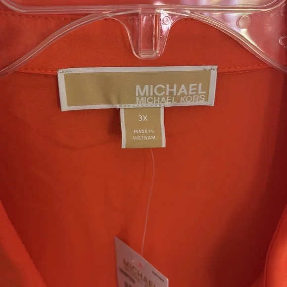 Michael Kors Orange Long Sleeve Collar Blouse - Picture 4 of 7